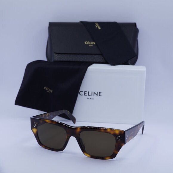 Celine CL40297U 53E Square Sunglasses - Blonde Havana/Brown - Picture 4 of 9